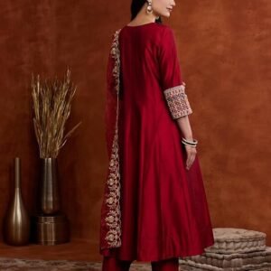 Maroon Embroidered Anarkali Suit